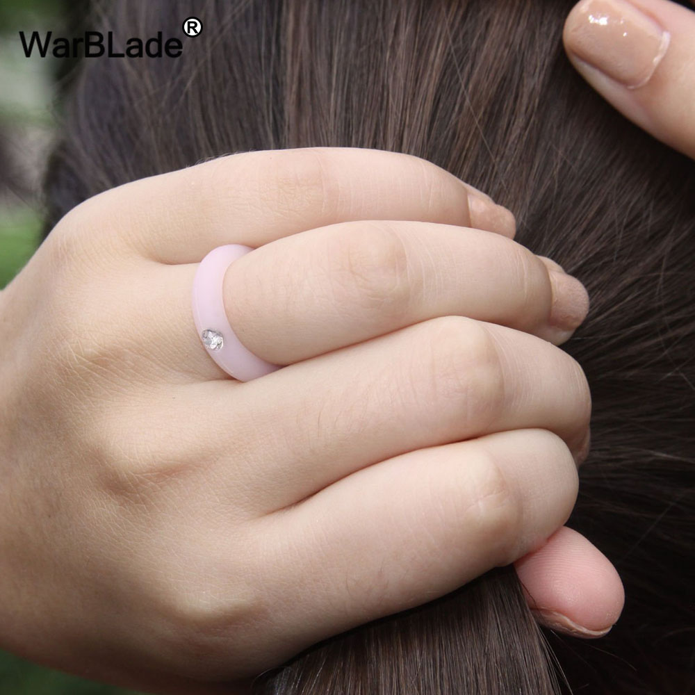 10pcs 5mm Size 4-9 Food Grade FDA Silicone Ring Hypoallergenic Crossfit Flexible Rubber Crystal Finger Rings with For Women Gift