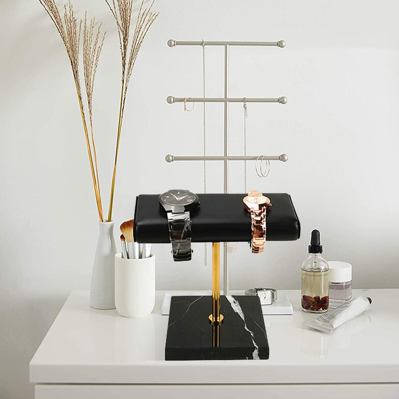Black Marble Base Watch Stand Gold Metal Rod Display Props Bracelet Jewelry Lengthen Placement Stand