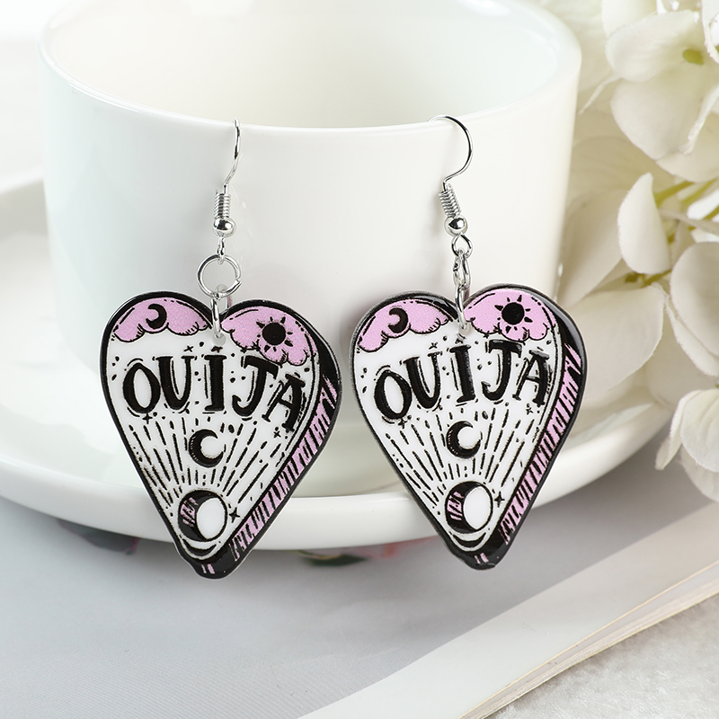 1Pair Halloween Drop Earrings Punk Witches Crafts Tarot Card Ouija Planchette Jewlery Flatback Acrylic Holiday Gifts
