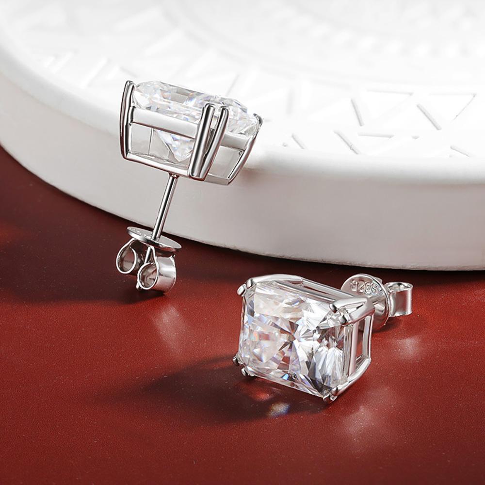 8*10mm Moissanite Stud Earrings for Women Sparkling D Color Diamond 925 Sterling Silver Wedding Jewelry Earring