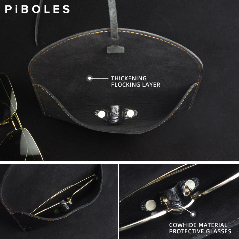 Portable Glasses Case Cover Soft Genuine Leather Sunglasses Holder Pouch Eyeglasses Bag Reading Glasses Box With String For Men