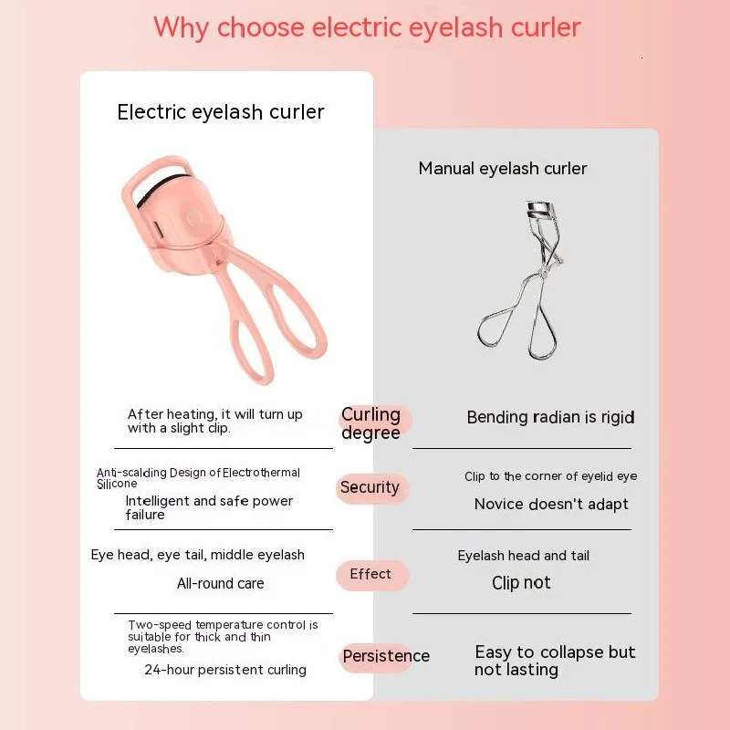 Eyelash Curler Portable Electric Heated Comb Eye Lash Long Lasting Eyelashes Curls Thermal Eyelash Curler Makeup Tools 240625