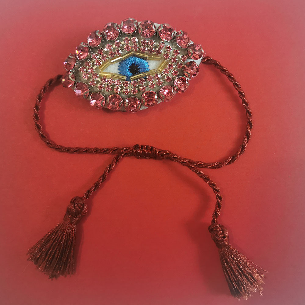 Ethnic crystal embroidery Bracelets Vintage Tassel Adjustable Blue Turkish Evil Eye Bracelets Women Christmas Jewelry wholesale