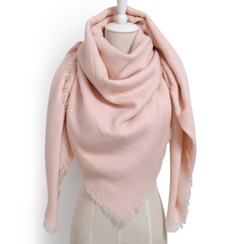 Women's Solid Color Blanket Scarf Winter Neck Warm Cashmere Scarf Cozy Tartan Wrap Oversized Shawl Femme Foulard Shawls Stoles