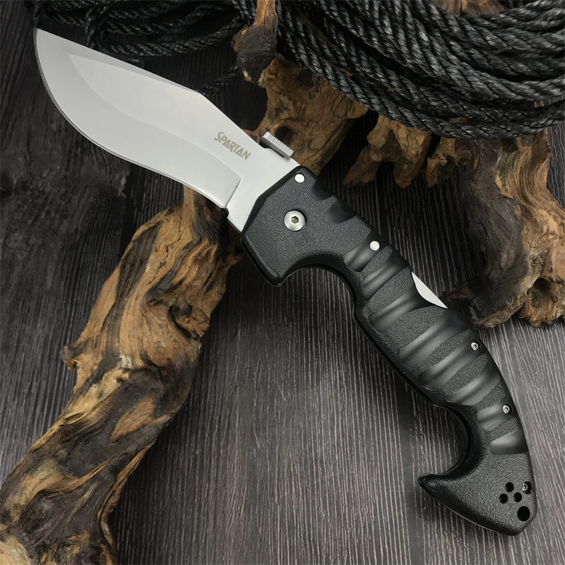 Spartan Dogleg Dog Leg Folding Nylon Fiberglass Handle CR MOV Blade EDC Hunting Tactical Rescue Pocket Knife Survival Defense Tool
