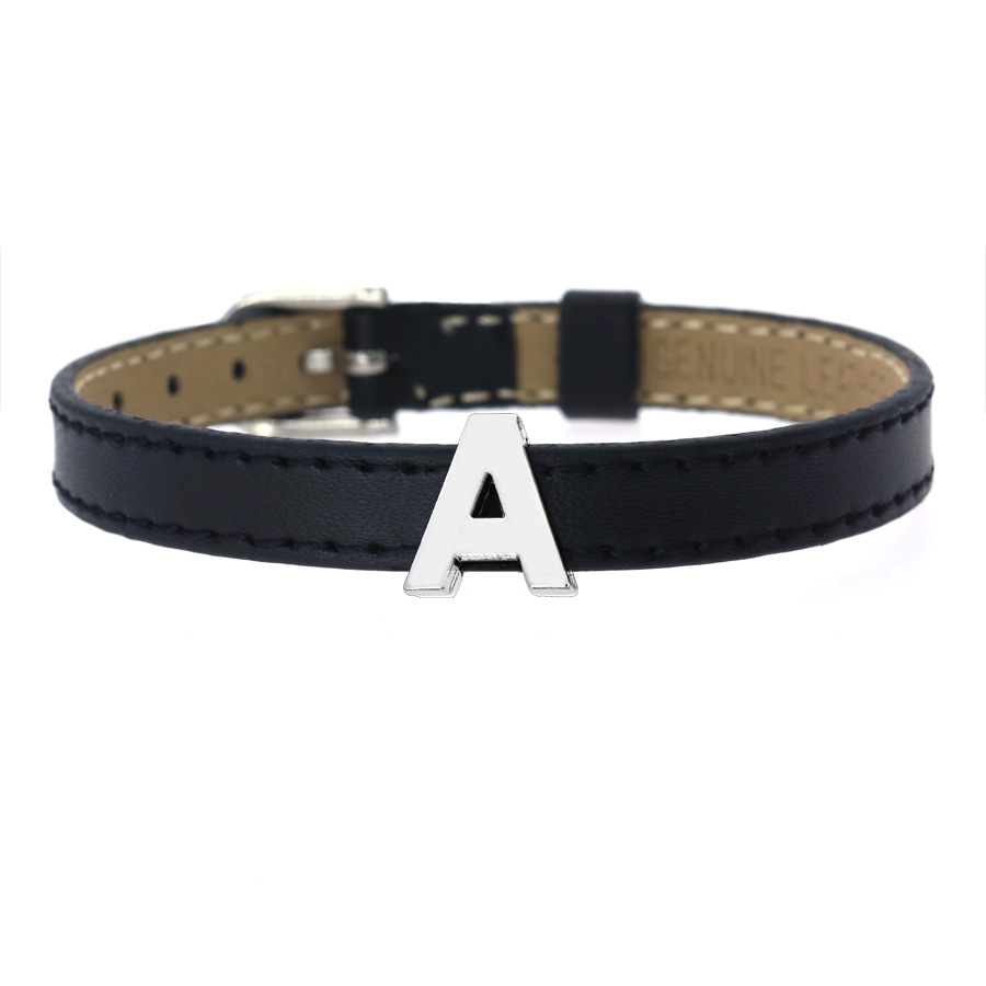 8mm A-Z Alphabet Letter Plain Slide Charms For Bracelet Making Choker Pet Collar Keychain DIY Accessories Gift 10pcs/lot