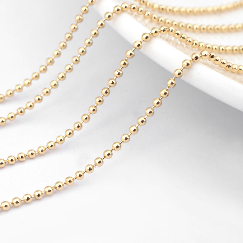 2 Meters 1.2MM 1.5MM 18K Gold Color Brass Ball Chains Beads Chains Necklace Chains Jewelry Making Supplies Findings Accessories