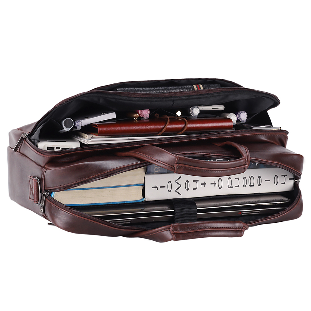 Domiso PU Leather Briefcases Laptop Sleeve 17 Inch Notebook Case High Capacity Computer Bag Male Messenger Bag