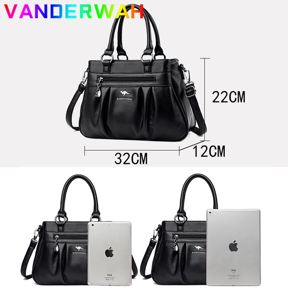 Women's High Quality Soft Leather Top-Handle Bags for Women Female Shoulder Crossbody Sac Luxury Designe Ladies 3 Layers Handbag