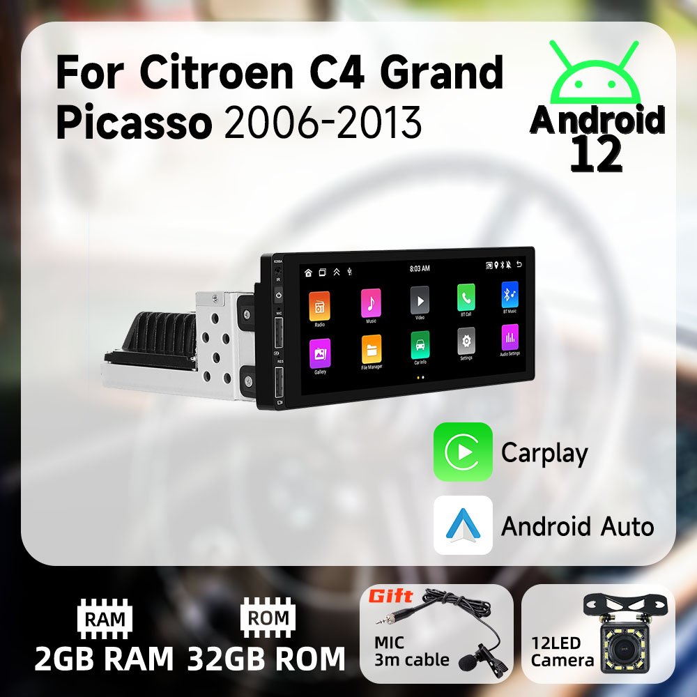 For Citroen C4 Grand Picasso 2006-2013 6.9" 1 Din Radio Android Car Multimedia Stereo Head Unit Carplay Autoradio GPS Navigation