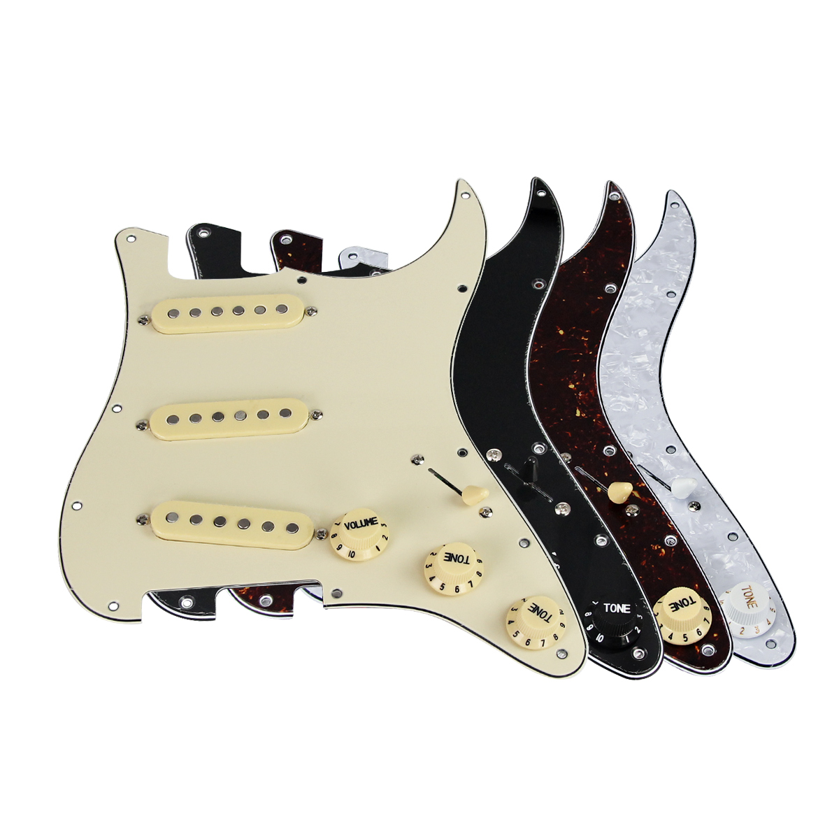 FLEOR Vintage Staggered Alnico 5 SSS Prewired Pickguard ST 11 Holes Loaded Guitar Pickguard