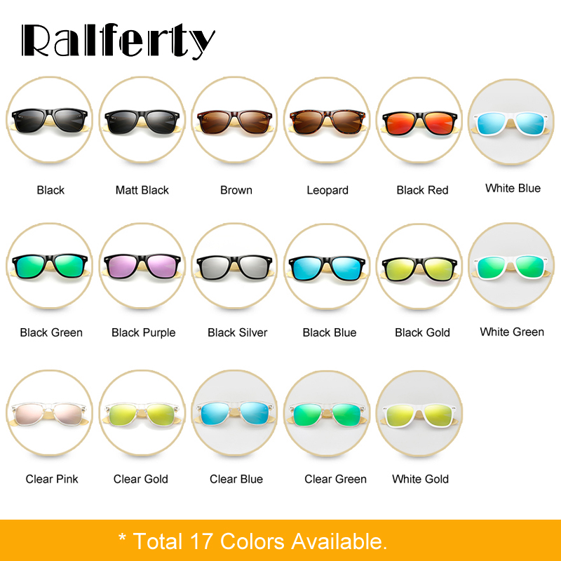Ralferty Real Bamboo Sunglasses Men Polarized Women Black Sunglass Male UV400 Sun Glasses Driver Goggles Wooden Eyewear Shades