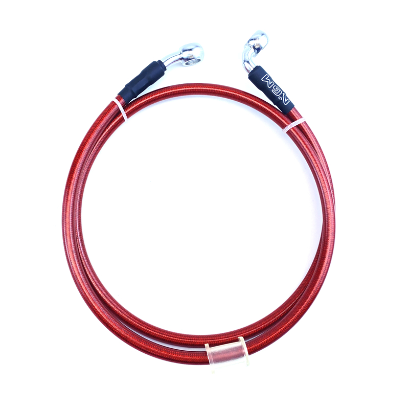 M10 28 90 Degree Motorcycle Dirt Bike Braided Line Steel Brake Hose Cable Hydraulic Banjo Pipe 400mm-2200mm for Universal Racing
