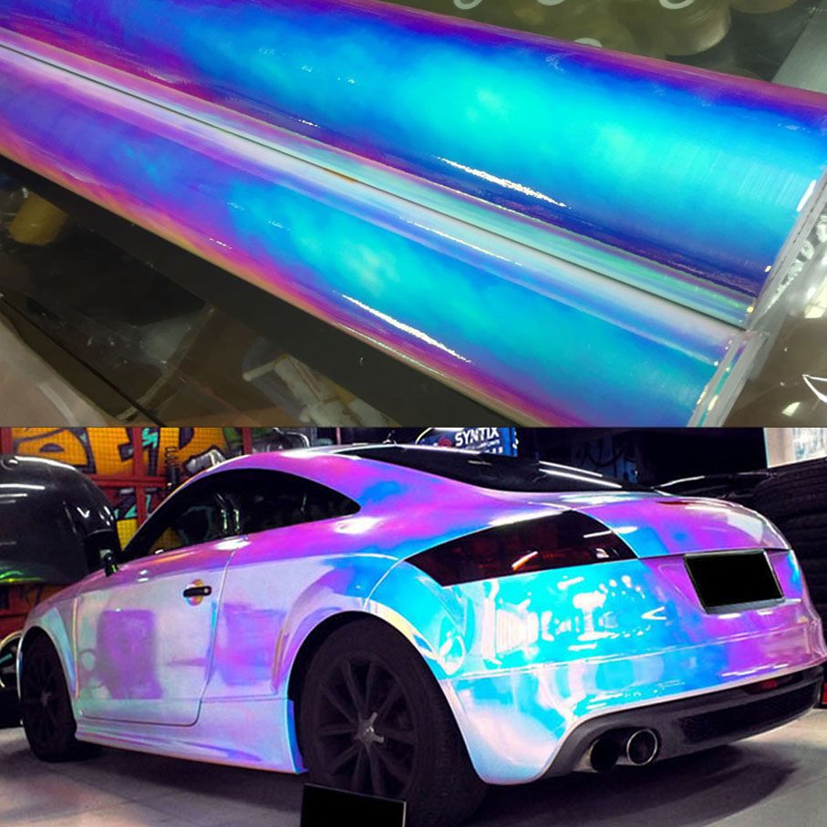 37CM/50CM Width Holographic OPAL White Chrome Vinyl Sheet Self Adhesive Vehicle Car Wrap Foil Sticker Air-Release