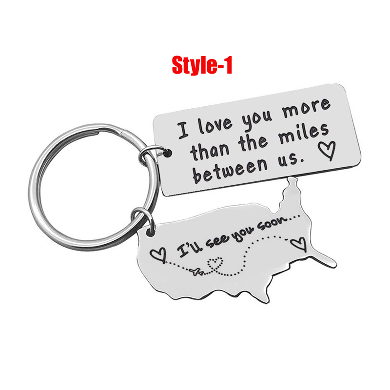Love Keychains for Couples I Love You More Than The Miles Between Us Long Distance Relationship Boyfriend Gift Going Away State