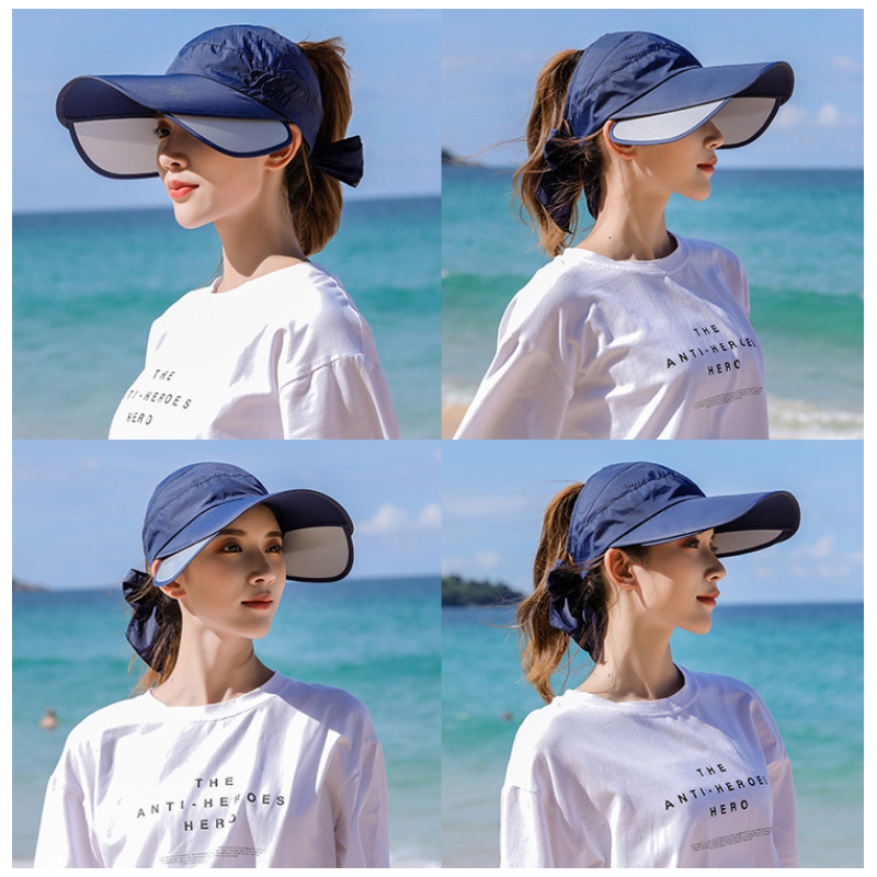 Women's Cycling Breathable Sun Hat Visor Caps Female Scalable Brim Empty Top Wide Brim Baseball Cap Outdoor Anti-UV Beach Hats