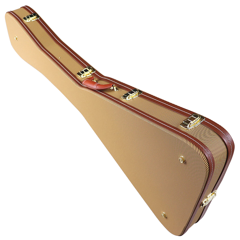 V Shape Electric Guitar Hardcase Wood Case Cover PVC Box Leather Material with Foam Lining