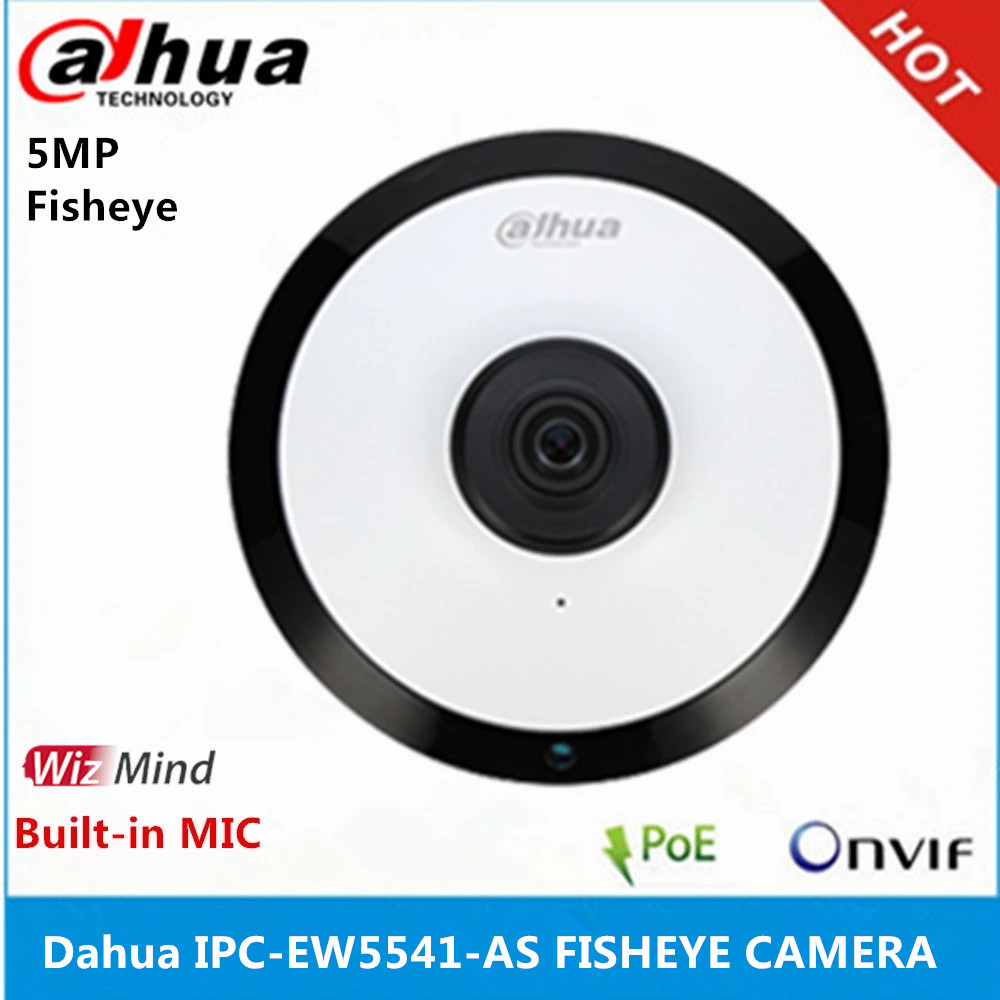 Dahua IPC-EW5541-AS Panorama 180° built-in MIC & SD card slot & Audio Alarm Interface POE 5MP WizMind IR 10M Fisheye Camera