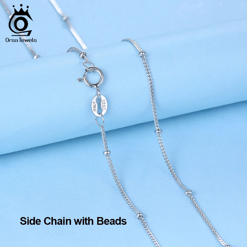 ORSA JEWELS Italian 925 Sterling Silver 1.0mm Side Chain Necklace Sterling Silver Pendant Necklaces Men Women Chain SC18-P