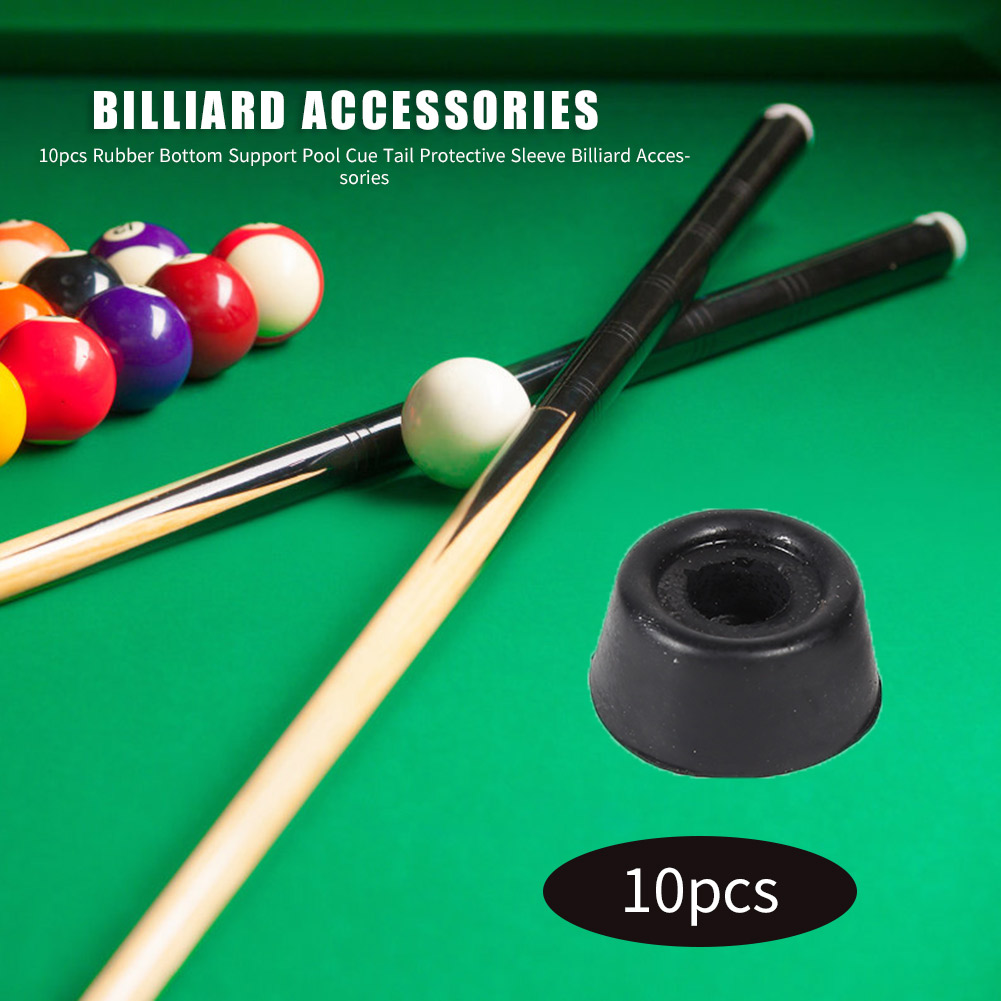 10pcs Pool Cue Tail Protective Sleeve Billiard Bar Rubber Bottom Support Pad