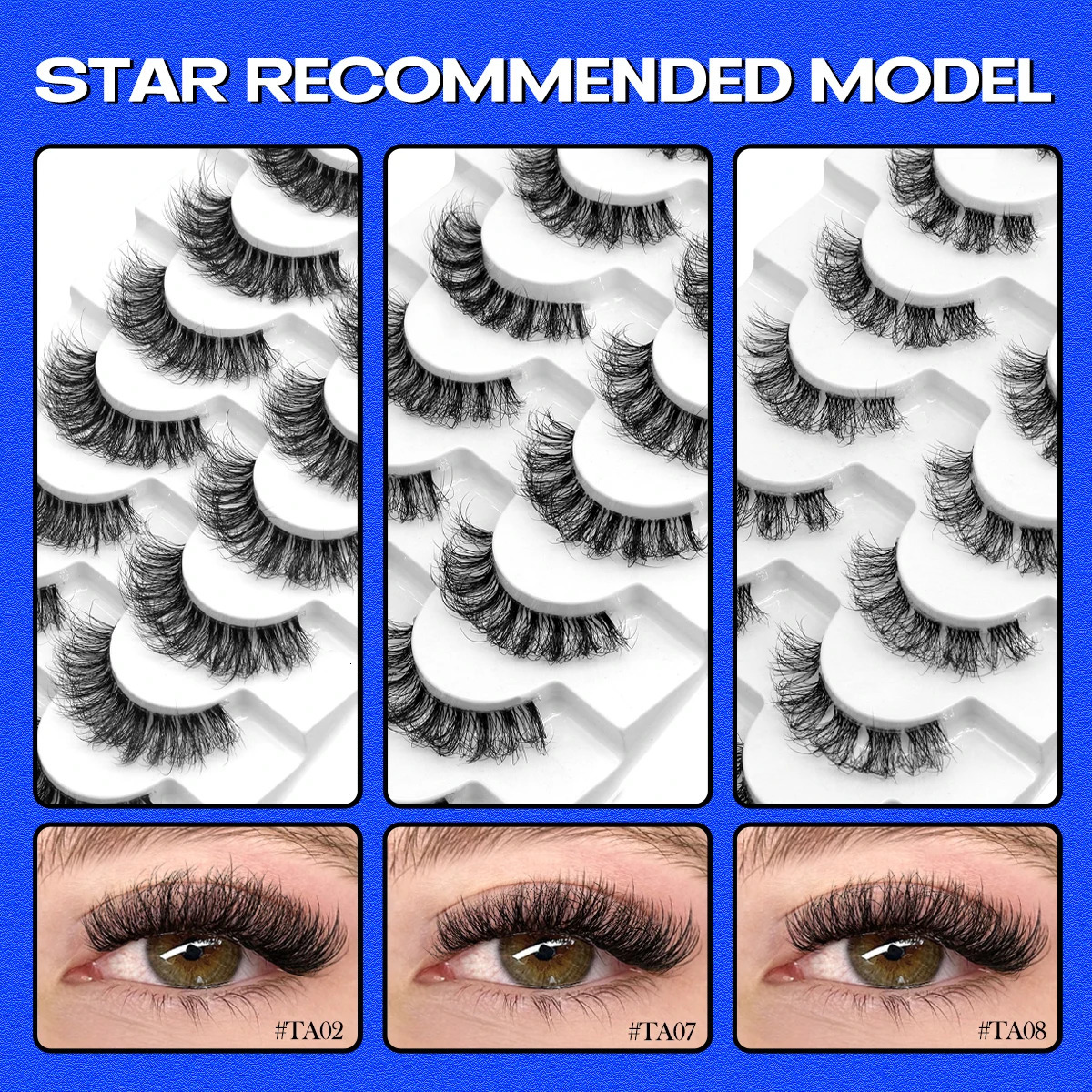 GROINNEYA Fluffy False Eyelashes 5/7 Pairs Natural Cat Eye Lashes Transparent stem Faux mink Lashes Thick Soft Curly Lashes 240624