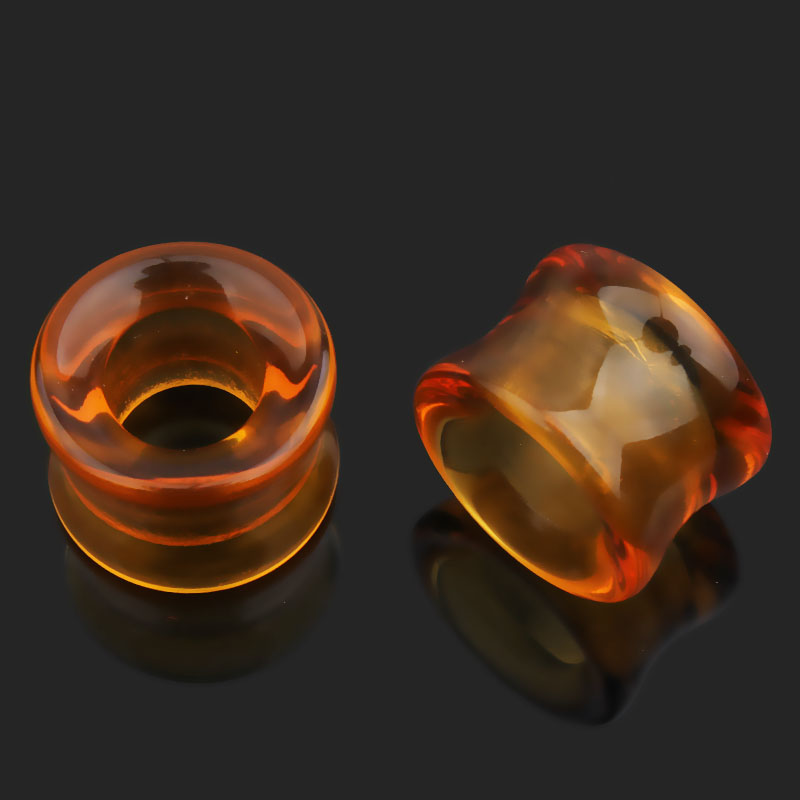 1 Pair Glass Ear Gauge Ear Plug and Tunnel Hollow Single Flared Ear Flesh Gauges Piercing Ear Expander Stretcher Body Jewelry