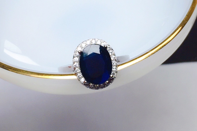 Chinese Natural Black Sapphire Ring for Office Woman 2ct to 4ct Real Sapphire Silver Ring Solid 925 Silver Sapphire Jewelry