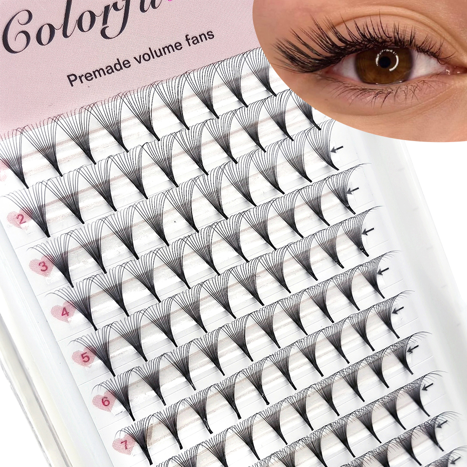 Colorful 3D/5D/6D/8D/10D/20D Premade Fans Volume Russian Lashes Slim Base Prefanned Sharp Stem Faux Mink Cilio Eyelash Extension