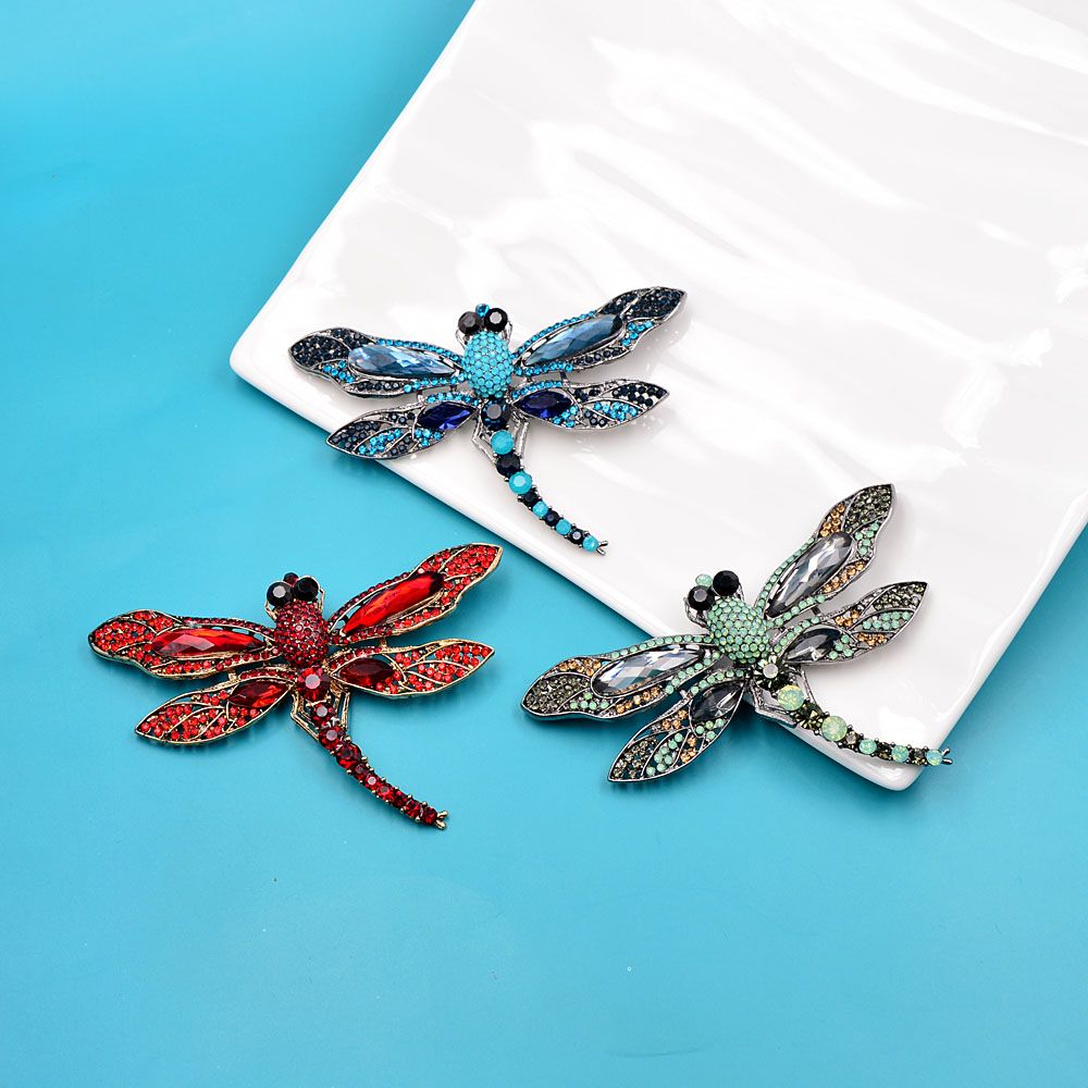 CINDY XIANG Rhinestone Large Dragonfly Brooches For Women Vintage Coat Brooch Pin Insect Jewelry 8 Colors Available Gift