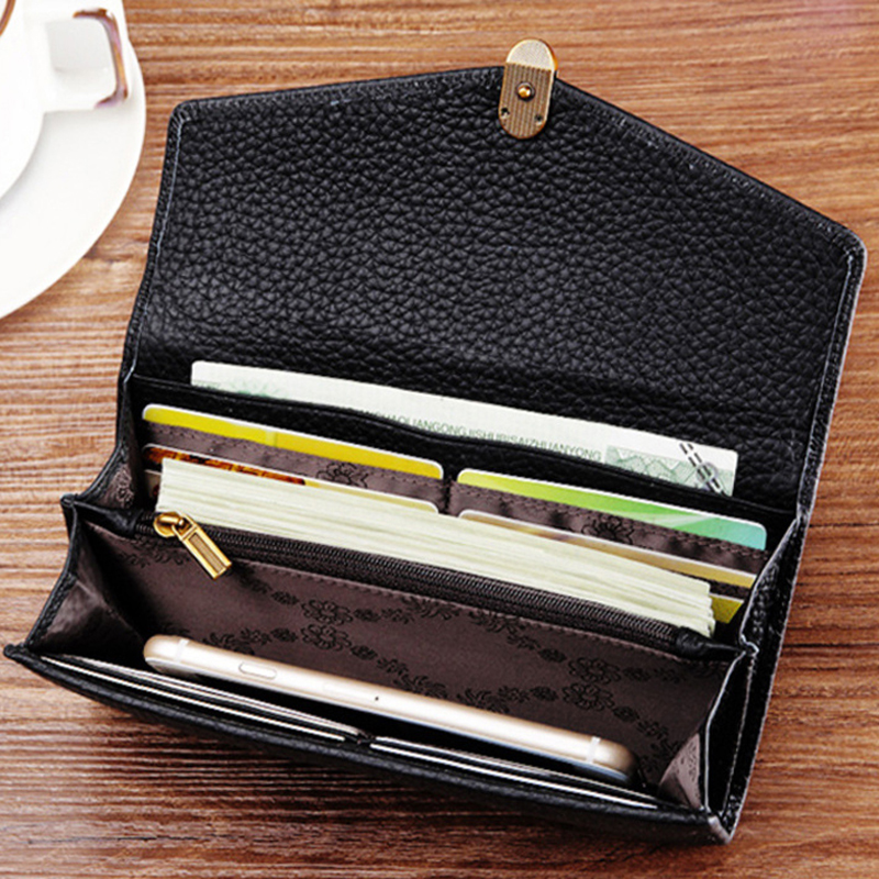 Genuine Leather Wallets for Women Luxury Designer Women's Wallet RFID Long Purses High Quality Card Holder Clutch Bag