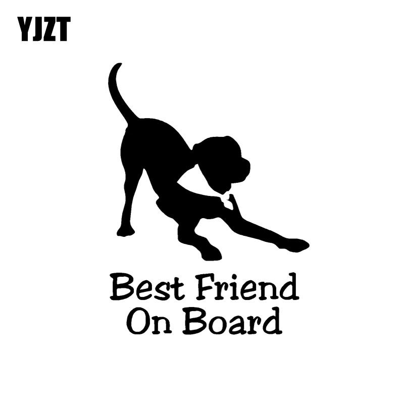 YJZT 9.7CM*13CM Best Friend Dog BABY ON BOARD Vinyl Sticker Car Decals Black Silver C10-00671