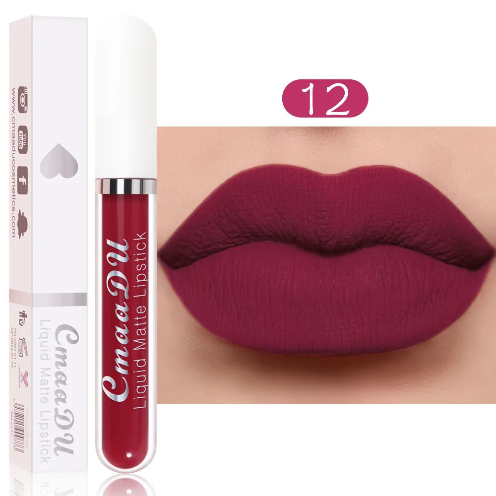 Sexy Long Lasting Velvet Matte Lip Gloss Liquid Lipstick Lip Makeup Women Beauty Red Nonstick Cup Waterproof Lip Gloss 18 Color 240621