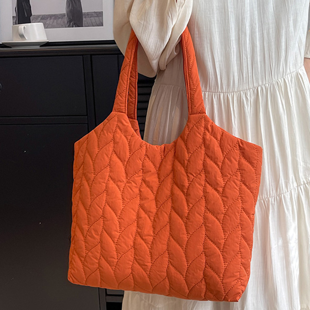 Quilted Underarm Bag Embroidery Thread Casual Hand Bags Large Capacity Fashion Nylon Elegant Cotton-Padded Puffy Handbag