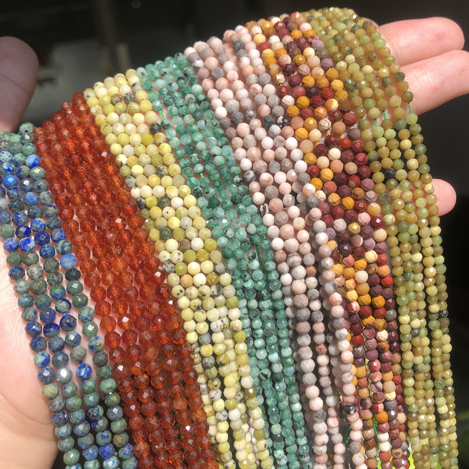 AA Natural Epidote Zoisite Faceted Loose Beads for Jewelry Making DIY Christmas Gift Bracelets 15'' Tiny Stone Bead 2/3/4mm