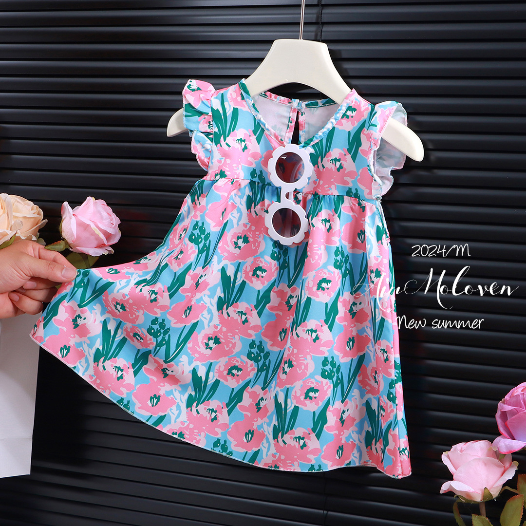 kids baby girls dress apricot summer clothes Toddlers Clothing BABY childrens girls purple pink summer Dress