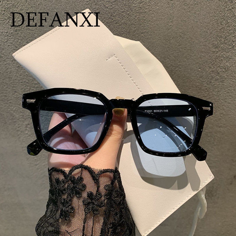 Vintage Brand Square Sunglasses For Women Men Trending Decorative Sun Glasses Rectangle Tinted Lens Blue Casual Goggles
