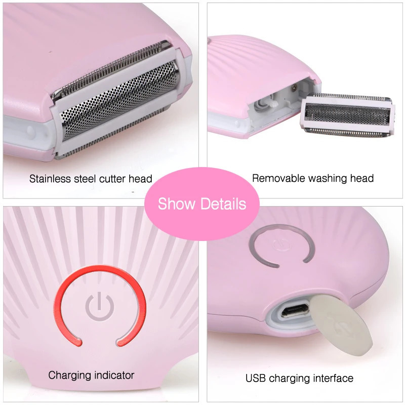 JINDING Women Hair Removal Portable Bikini Trimmer Shaving Machine Lady Shaver USB Rechargeable Electric Razor Body Hair r 240624