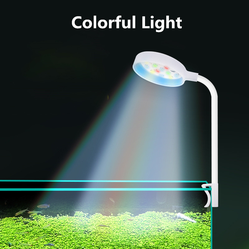 1Pcs Aquarium Fish USB LED Light Clip on Small Grow Light Rotatable Landscape Lamps Waterproof Fish Tank Colored Lights