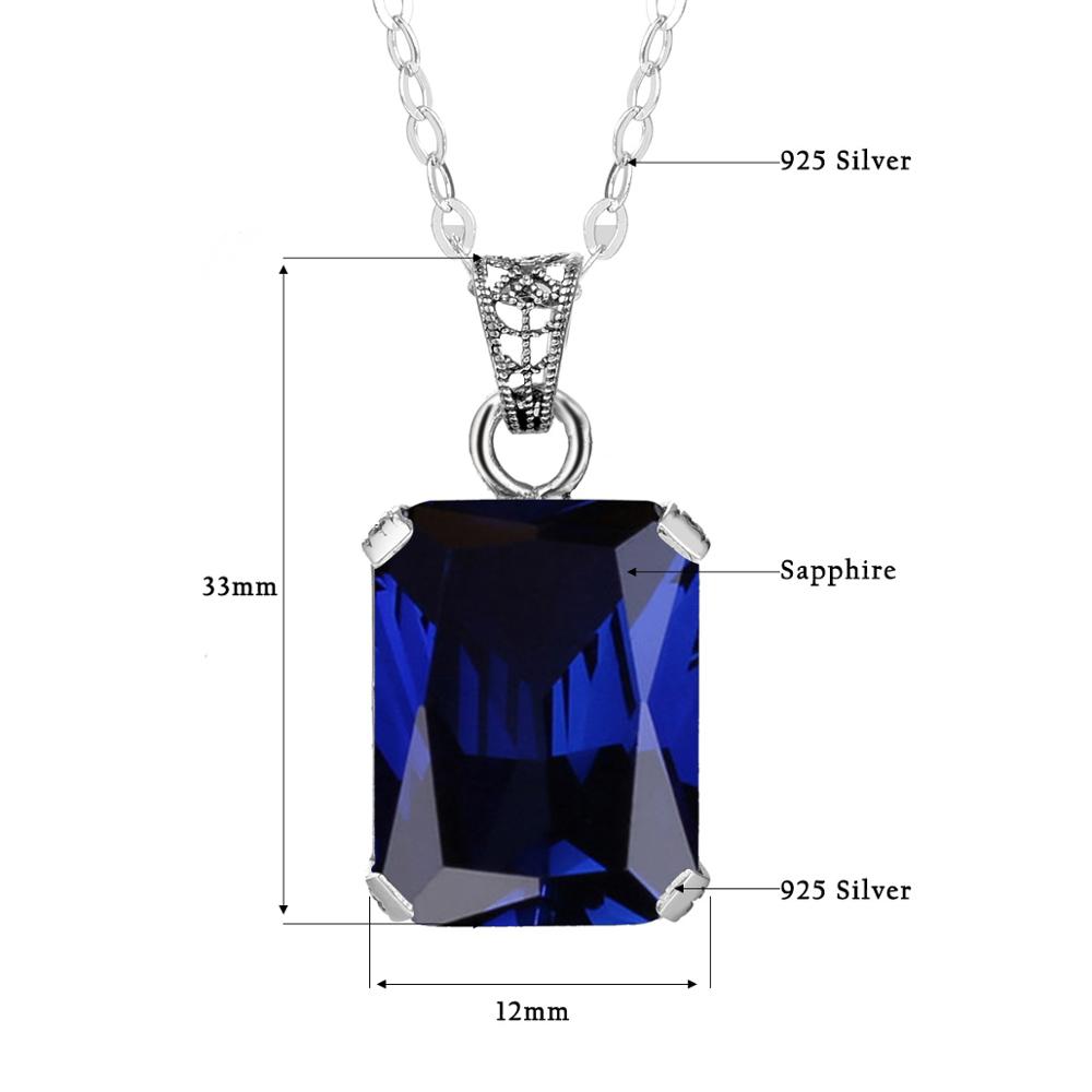 Szjinao S925 Sterling Silver Necklace Pendants For Women Sapphire Gemstone Classic Fine Jewelry Simple Pendant Blue Colar Bijoux