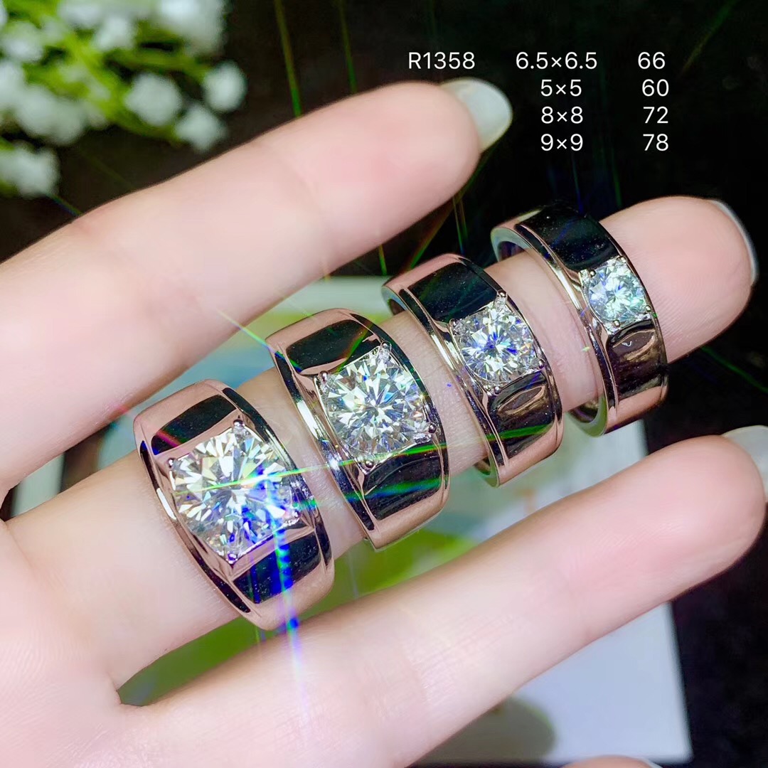 D Color Moissanite Ring for Man 0.5ct To 3ct VVS1 Grade Moissanite Man Ring 925 Silver Moissanite Jewelry