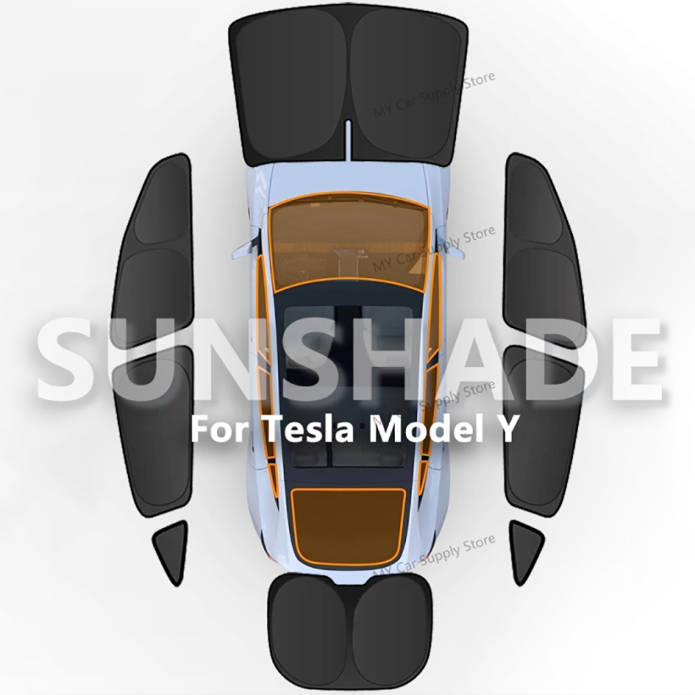 Car Privacy Window Screen SunShade Side Window Sunshade Front Rear Windshield with Storage Bag for Tesla Model Y accessories