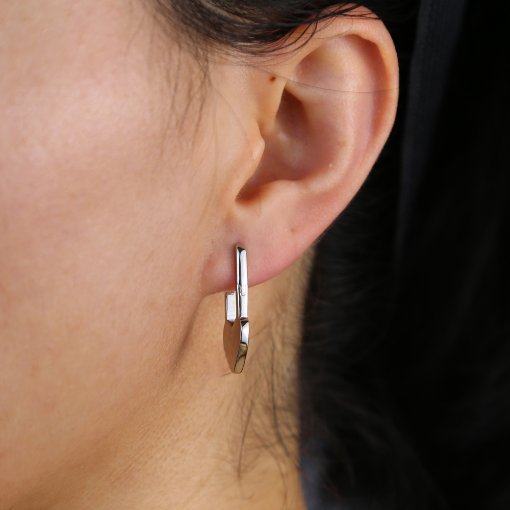 heart shaped lock earring safety pin design unique women girl jewelry new