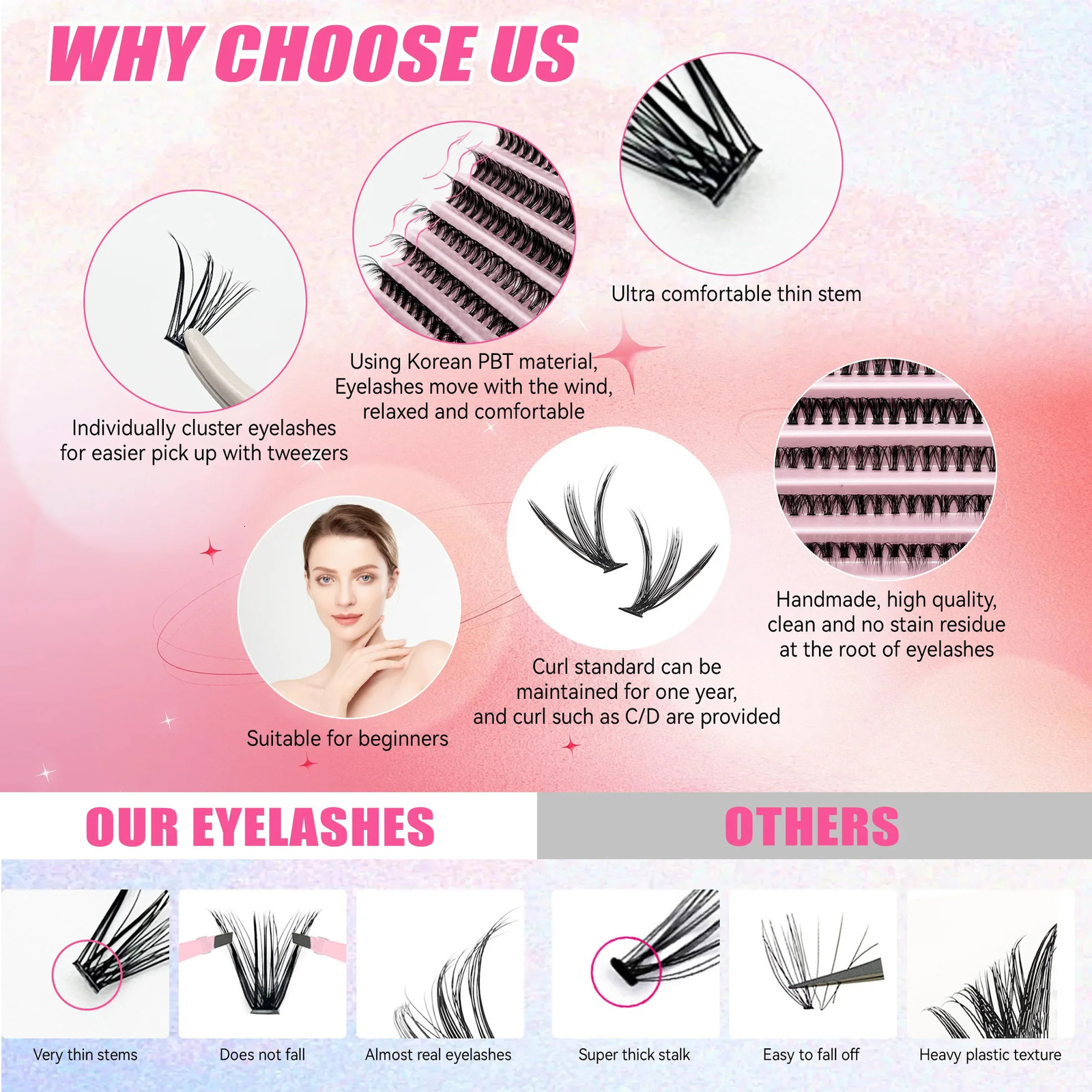 Eyelashes 200 PCS Clusters Lash Bond and Seal Makeup tools DIY Lashes Extension kit for gluing Lashes Gluing Glue Accessories 240624