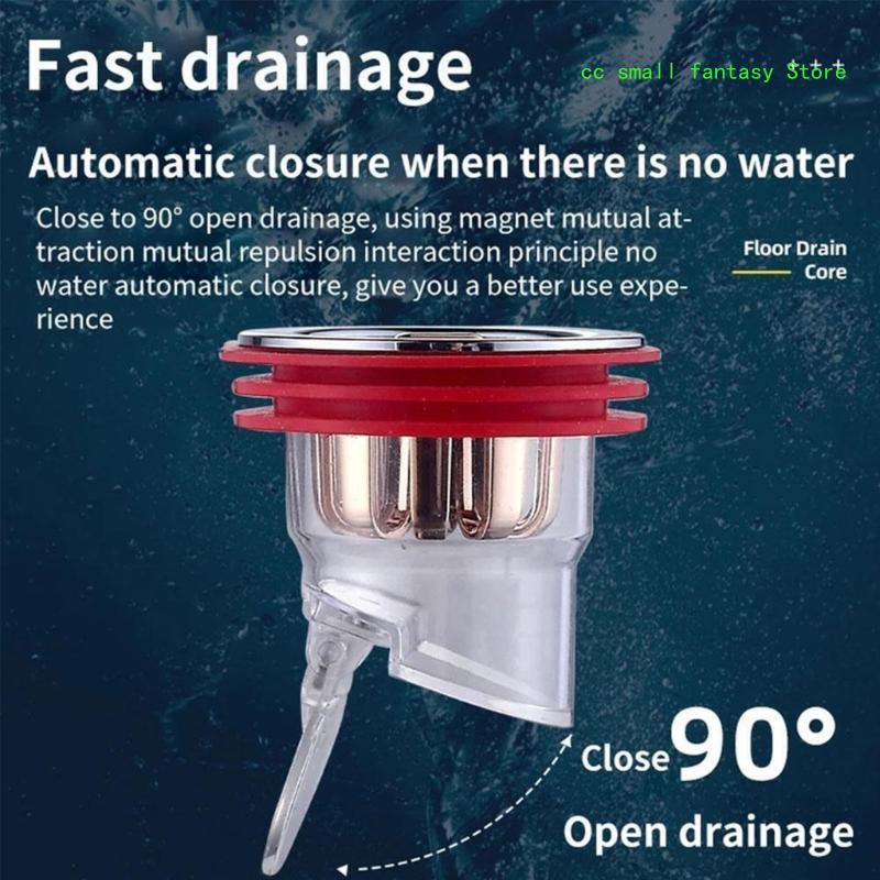 R3MA Pack of 2 Kitchen Floor Drain Anti backflow One way Drain Valves Magnetic Plugs