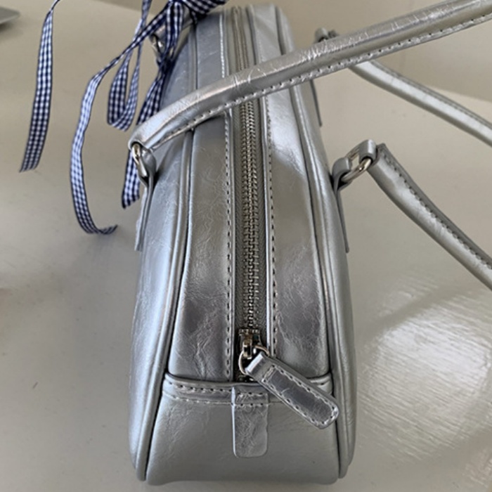 Street trend niche design Korean version of spring new ballet style portable women's bag trendy and versatile silver single shoulder underarm bag