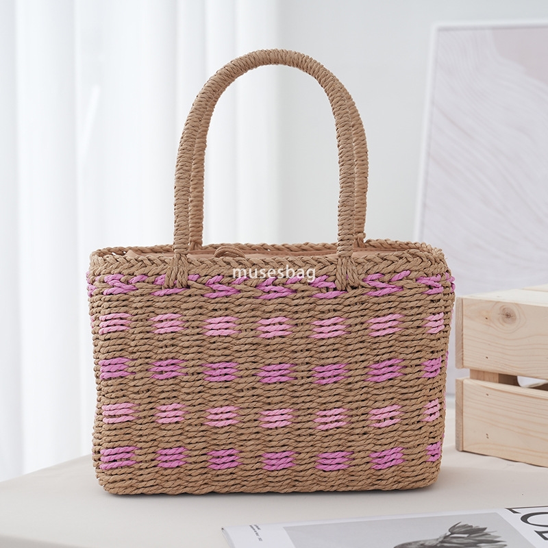 High quality women's designer retro practical forest style natural open temperament large capacity single shoulder grass woven bag pastoral style