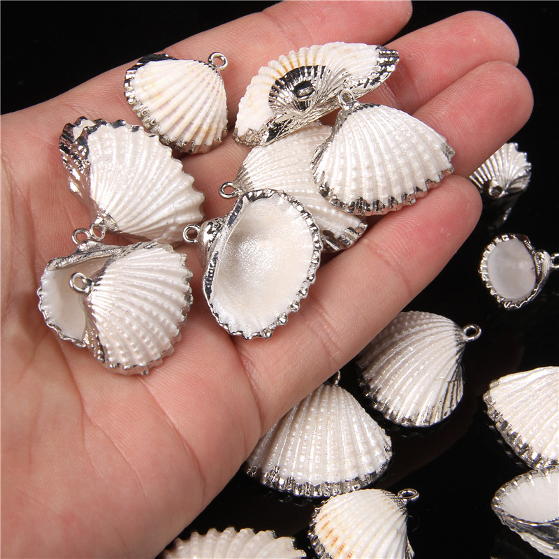 10Pcs Natural Shell Beads Pendant Sea Beach Conch Charm Beads Loose Spacer Beads For Jewelry Making Bracelet Crafts Accessories