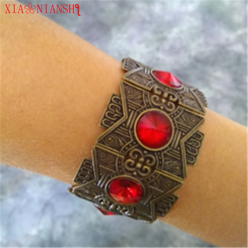 Brand Creative Bohemian Stretch Line Cuff Bracelet For Women Turkey Vintage Branch Flower Bangles Big Crystal Bronze Jewelry
