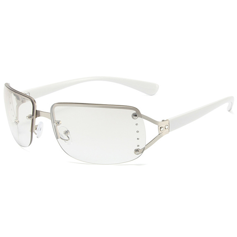 Rimless Sunglasses Women Luxury Brand Designer Sun Glasses UV400 Unisex Shades Fashion Eyewear Y2k Punk One Piece with Diamond Square S71 8027 IVISTA