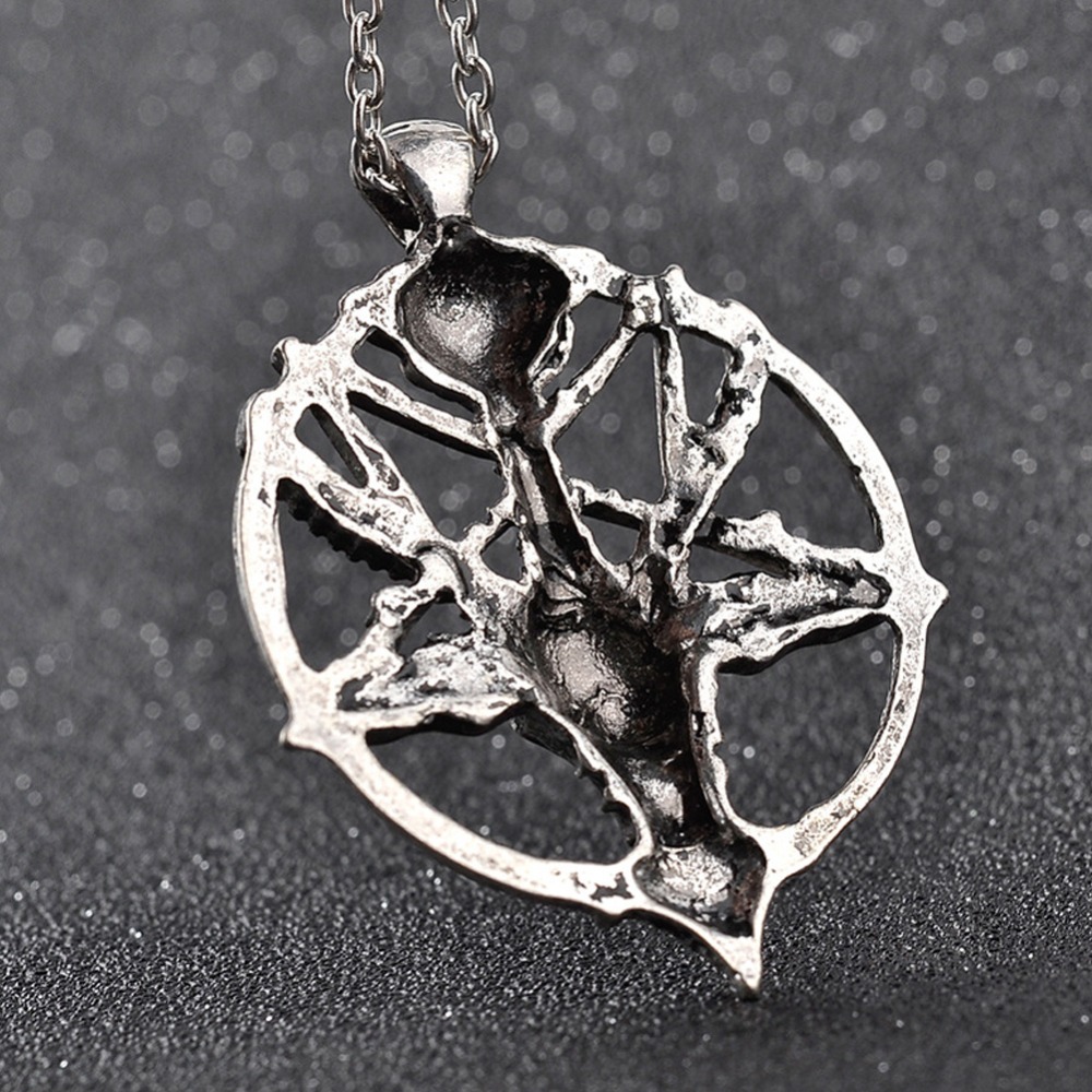 Baphomet Inverted Pentagram Goat Head Pendant Necklace Bread Sheepshead Sigil Laveyan Lavey Necklaces & Pendant #277772